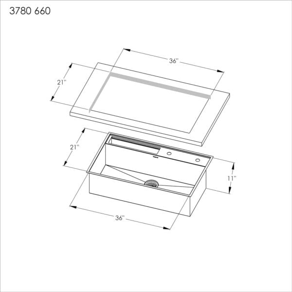 Sink Bernini 36″ x 21" – U/M - (USA)