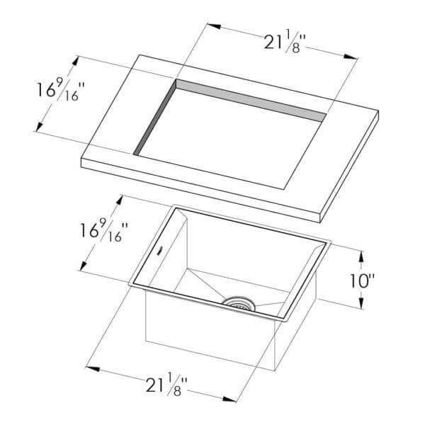 Michelangelo Sink 23″ x 18" – U/M