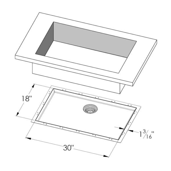 Sink Phantom Base 32″ x 20" – U/M