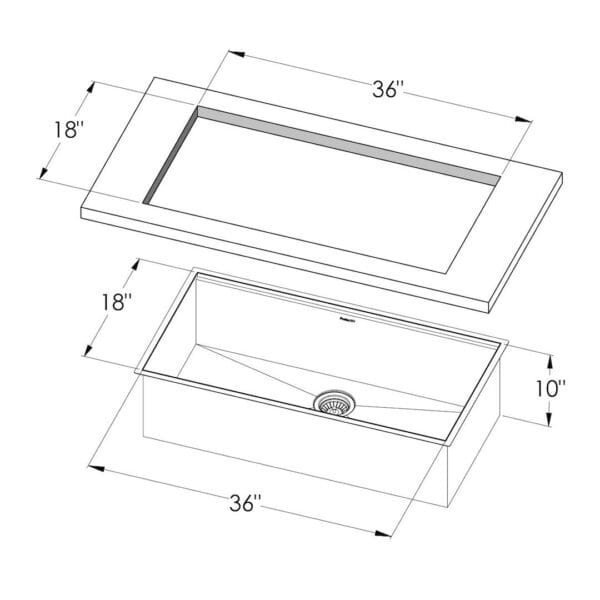Sink Canova 38″ x 20" – U/M