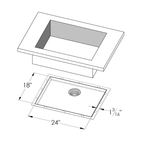 Sink Phantom Base 30″ x 18" (20mm thk)