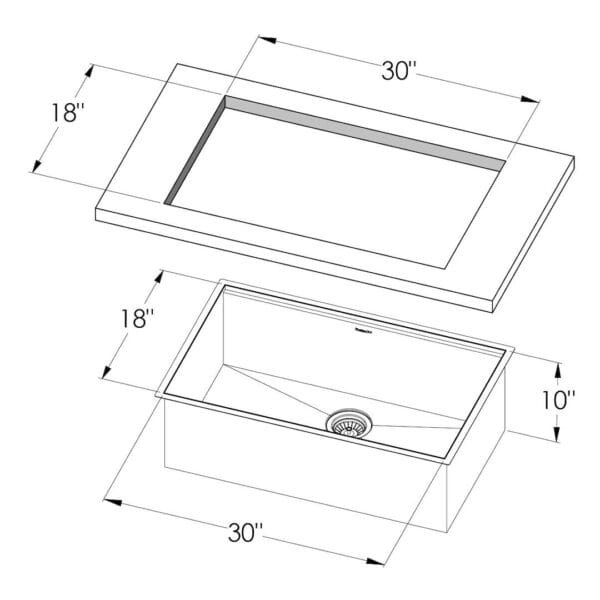 Sink Canova 32″ x 20" – U/M