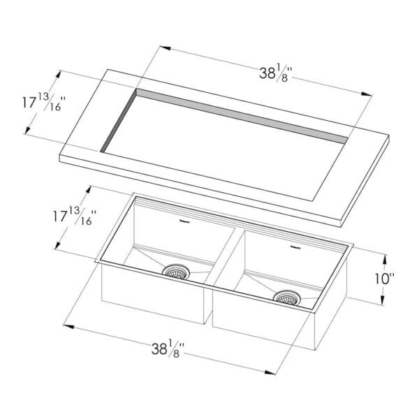 Sink Leonardo 40″ x 20" 2B – U/M