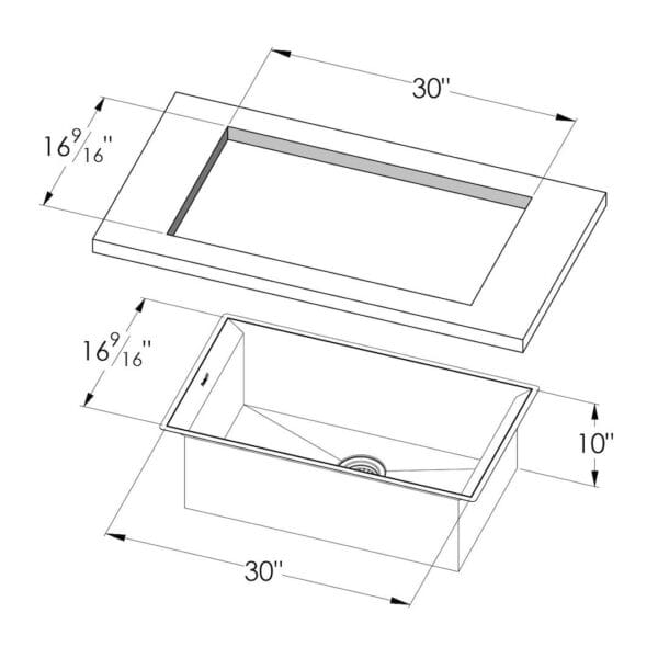 Michelangelo Sink 32″ x 18" – U/M
