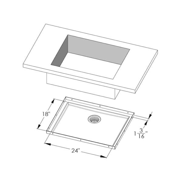 Sink Phantom Base Copper 24″ x 18" (30mm thk)