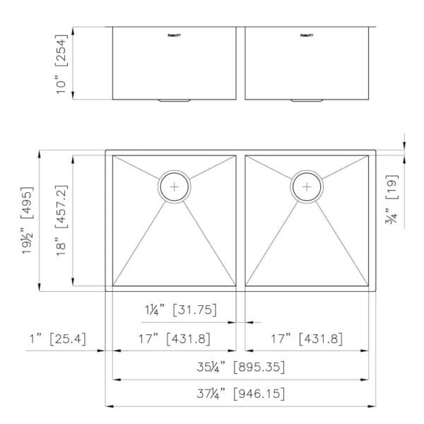 Armored Sink 38″ x 20" 2B – U/M