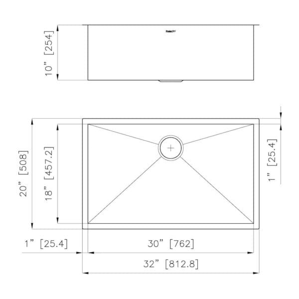 Armored Sink Vintage finish 32” x 20" – U/M