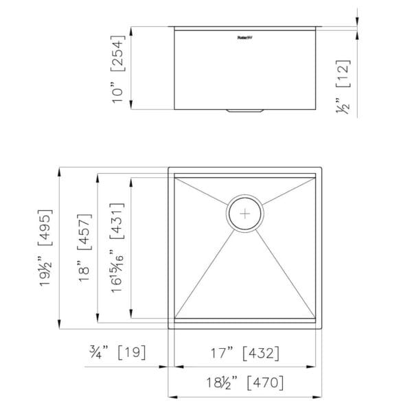 Sink Canova 19″ x 20" – U/M