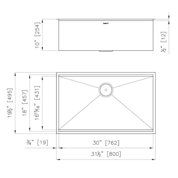 Sink Canova 32″ x 20" – U/M