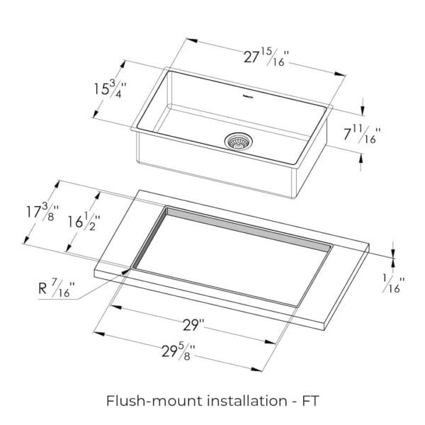 KE Sink 30″ x 18" – F/M
