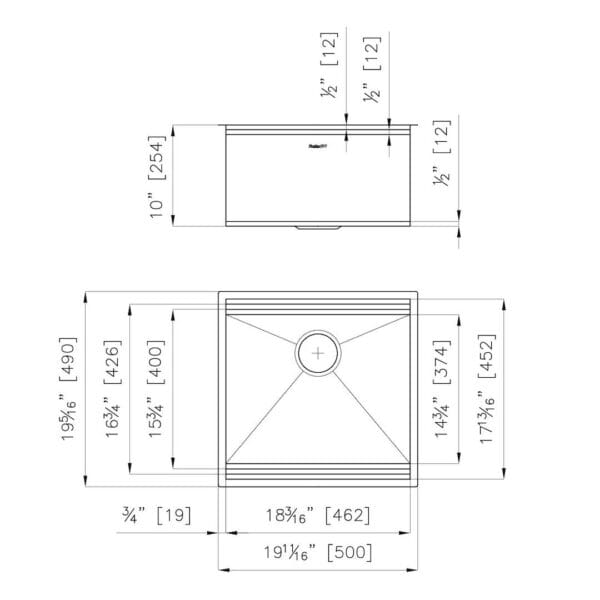 Sink Leonardo Copper 20″ x 20" – U/M