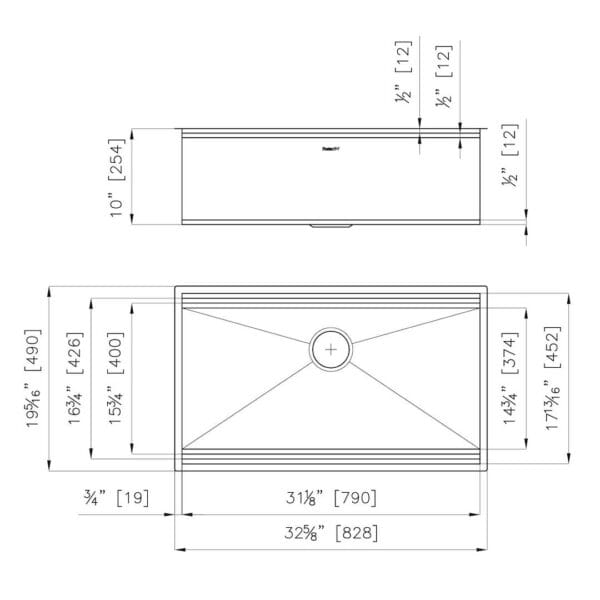 Sink Leonardo 33″ x 20" – U/M