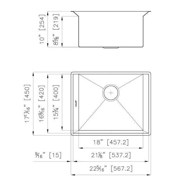 Michelangelo Sink 23″ x 18" – U/M