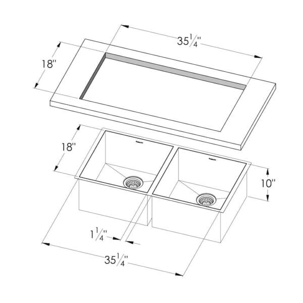 Armored Sink 38″ x 20" 2B – U/M